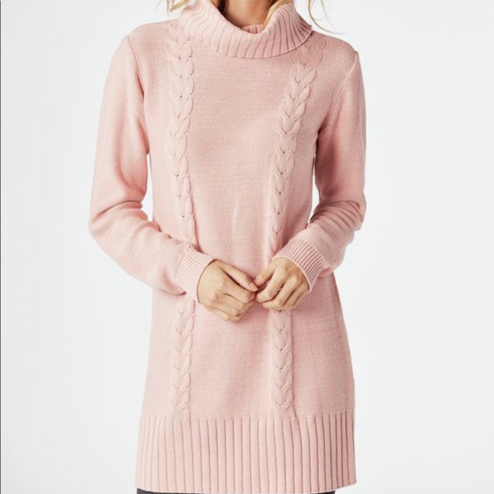 Pink crawl neck Sweater Dress from Just Fab
